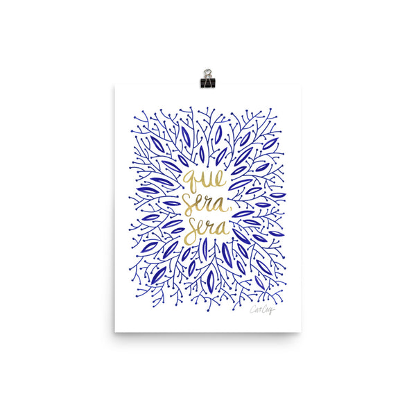 Whatever Will Be, Will Be – Illustrated Navy & Gold • Art Print