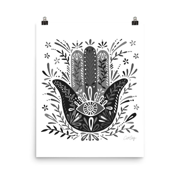 Hamsa Hand – Black Palette • Art Print