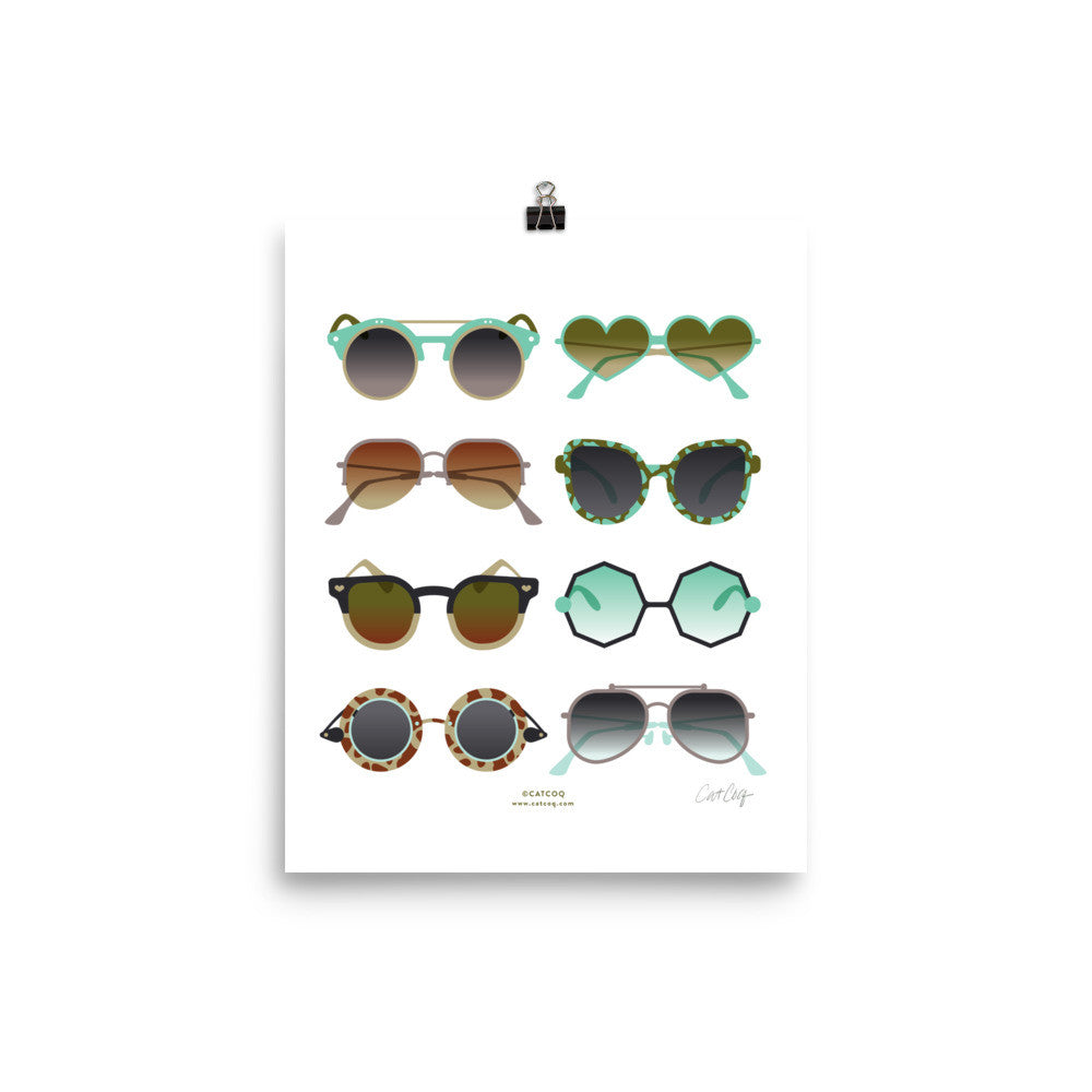 Sunglasses Collection – Mint & Tan Palette • Art Print