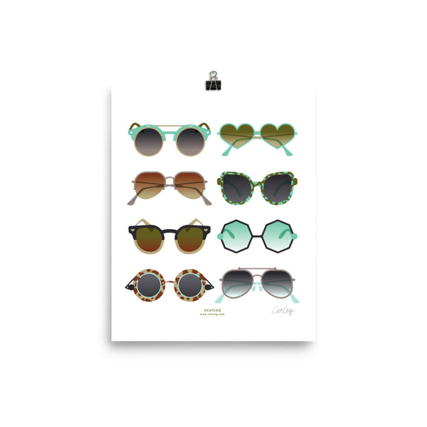 Sunglasses Collection – Mint & Tan Palette • Art Print