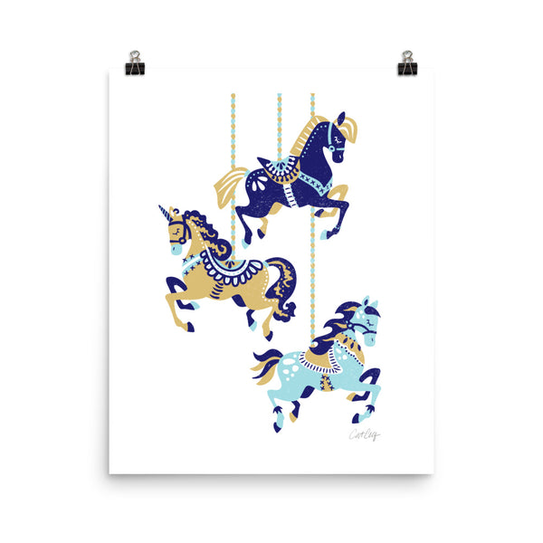 Carousel Horses - Navy Suede