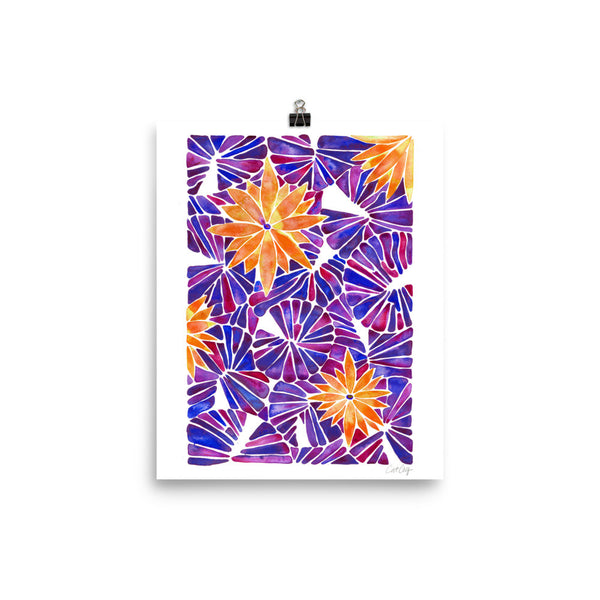 Water Lilies – Orange & Purple Palette  •  Art Print