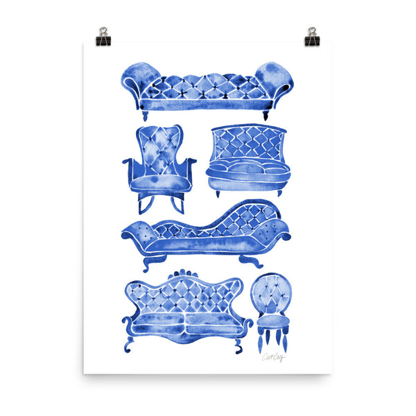 Victorian Lounge – Navy Palette • Art Print