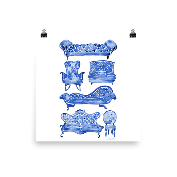 Victorian Lounge – Navy Palette • Art Print