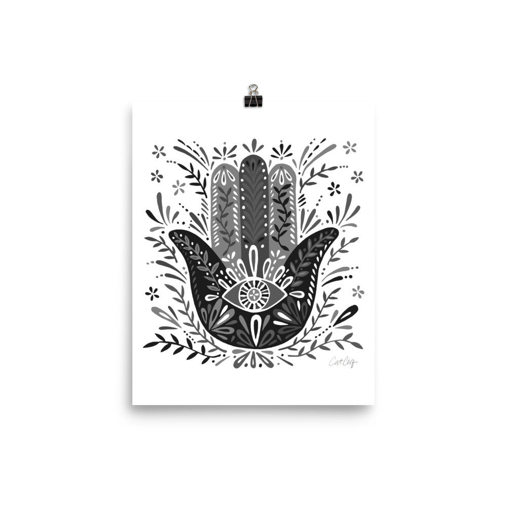 Hamsa Hand – Black Palette • Art Print