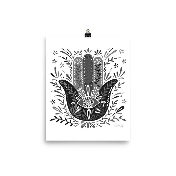 Hamsa Hand – Black Palette • Art Print