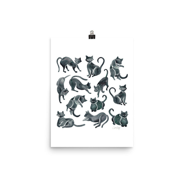Cat Positions – Black Palette • Art Print