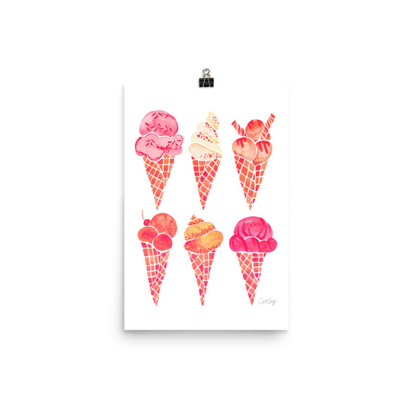 Ice Cream Cones – Peachy Pink Palette • Art Print
