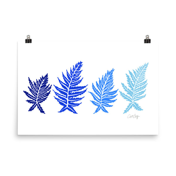 Inked Ferns – Blue Ombré Ink • Art Print