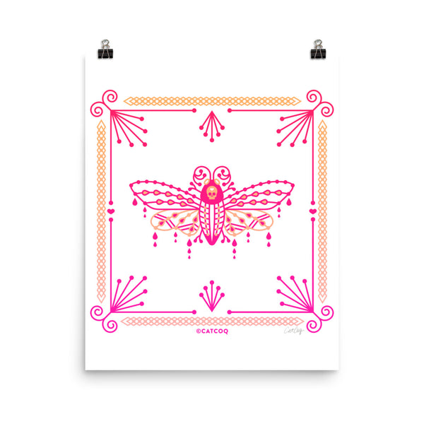 Death's Head Hawkmoth – Pink Ombré Palette • Art Print