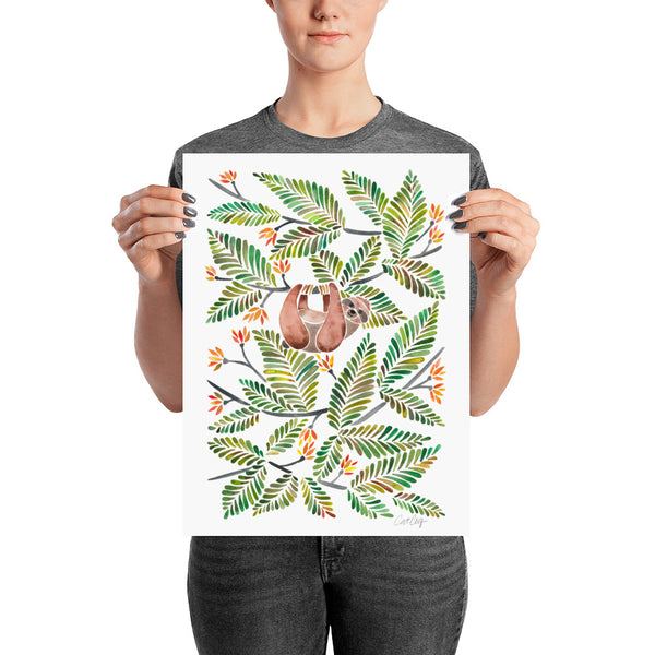 Happy Sloth – Tropical Green Rainforest • Art Print