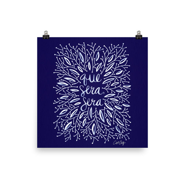 Whatever Will Be, Will Be – Illustrated White Ink on Navy • Art Print