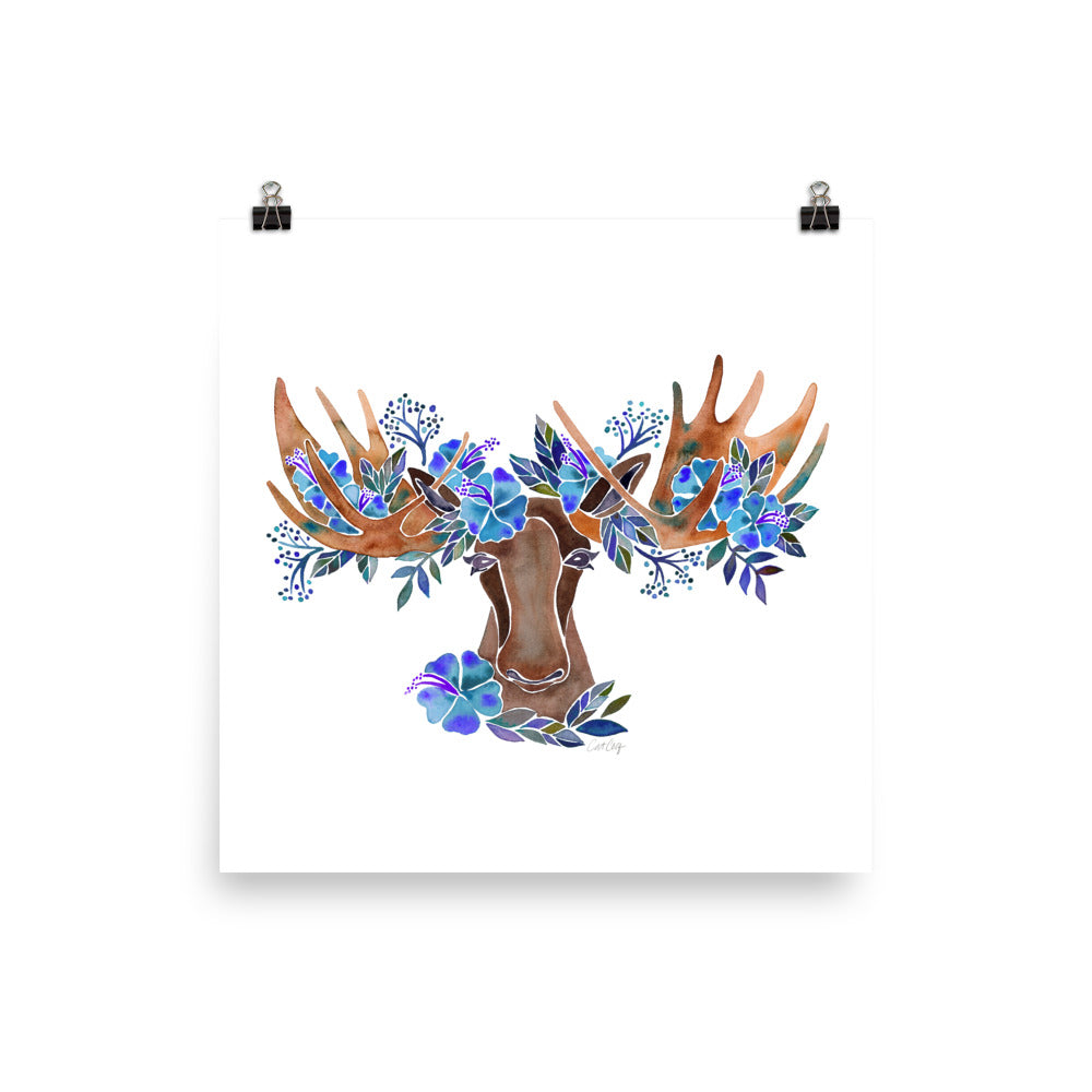 Floral Moose - Blue