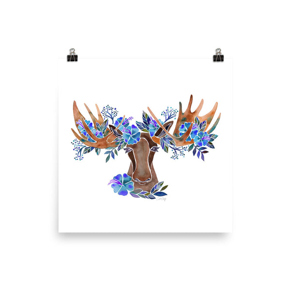 Floral Moose - Blue