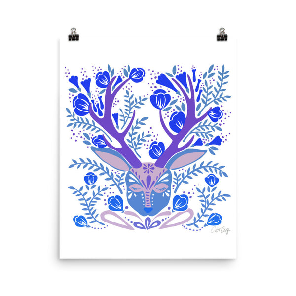 Floral Antlers – Blue Palette • Art Print