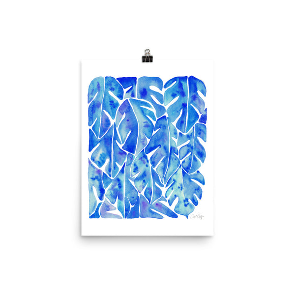Split Leaf Philodendron – Blue Palette • Art Print