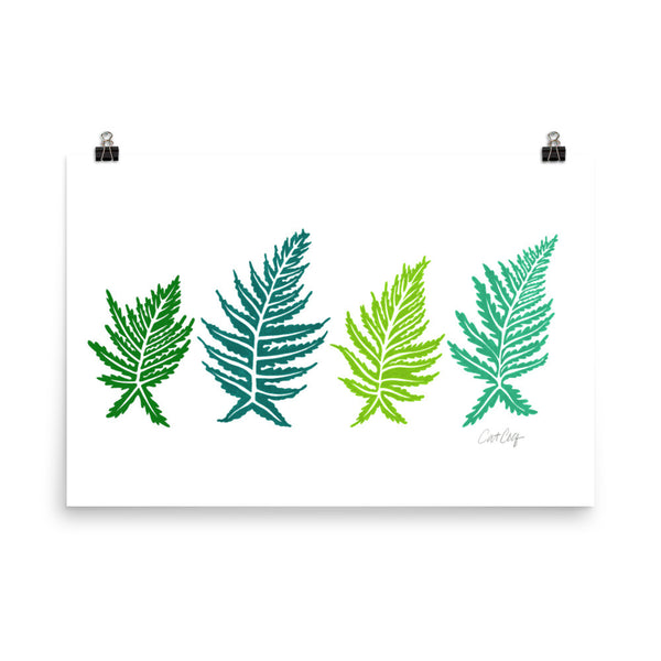 Inked Ferns – Green Ombré Ink • Art Print