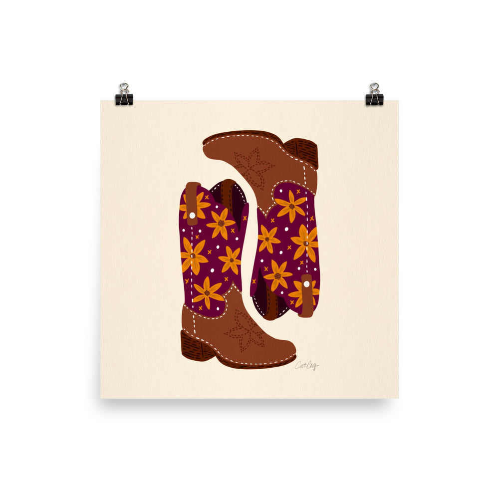 Cowgirl Boots – Fuchsia & Orange