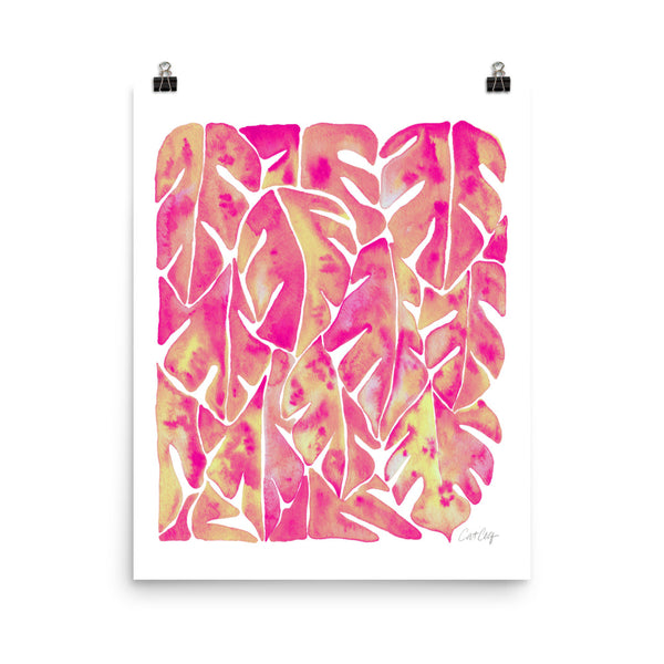 Split Leaf Philodendron – Pink Palette • Art Print
