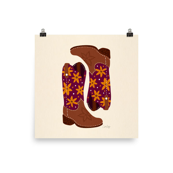 Cowgirl Boots – Fuchsia & Orange