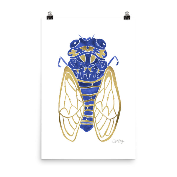 Cicada – Navy & Gold Palette • Art Print