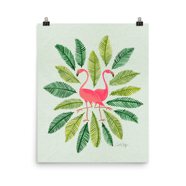 Flamingos and Fronds • Art Print