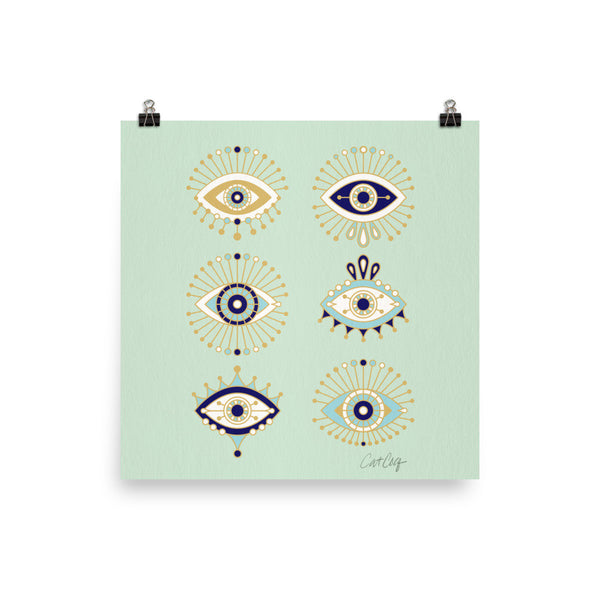 Evil Eyes – Mint Palette • Art Print