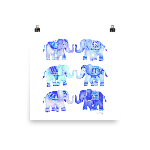 Elephant Collection – Blue Palette • Art Print