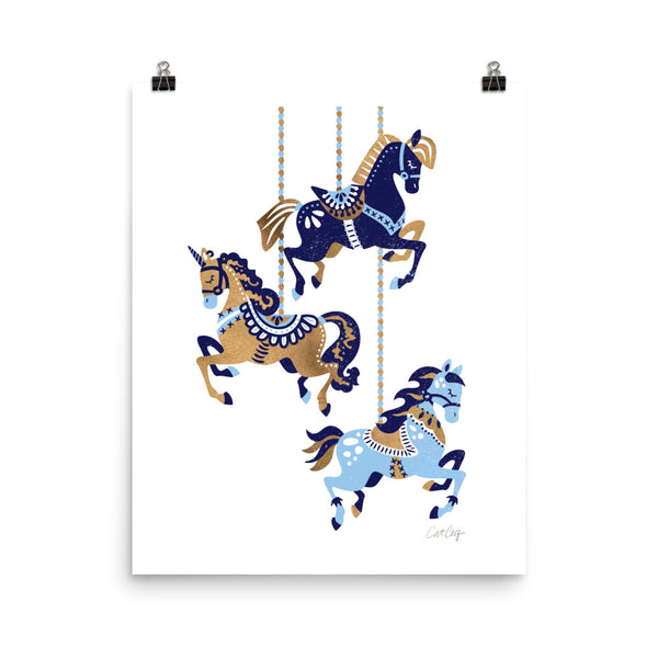 Carousel Horses - Copper Blue