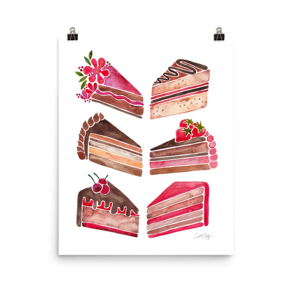 Cake Slices – Pink & Brown Palette • Art Print