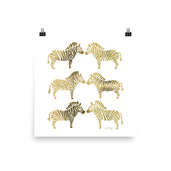 Zebras – Gold Palette • Art Print