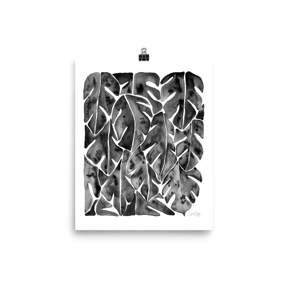 Split Leaf Philodendron – Black Palette • Art Print