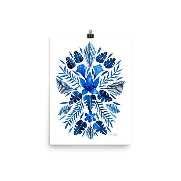 Tropical Symmetry – Navy Palette • Art Print