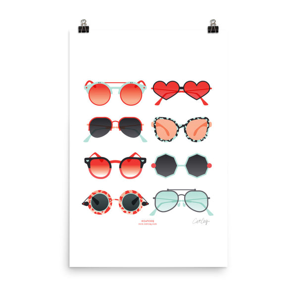 Sunglasses Collection – Red & Mint Palette • Art Print