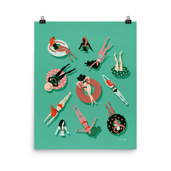 Swimming Ladies - Mint Red