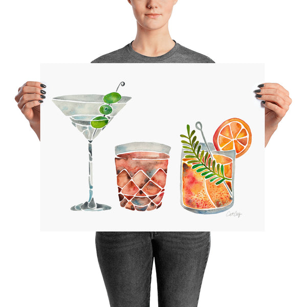 Classic Cocktails  – 1960s Watercolor Lineup • Art Print