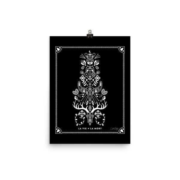 La Vie & La Mort – White Ink on Black Palette • Art Print