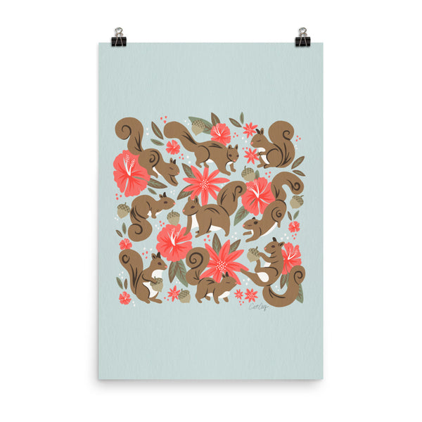 Squirrels & Blooms – Russet & Coral