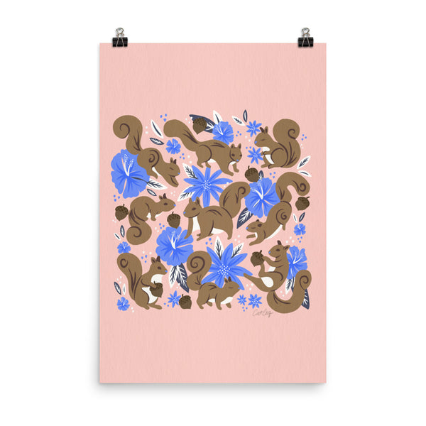 Squirrels & Blooms – Tawny & Blue