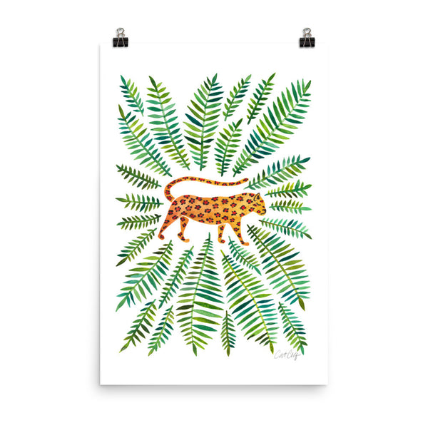 Jaguar – Green Leaves • Art Print