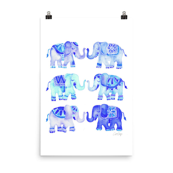 Elephant Collection – Blue Palette • Art Print