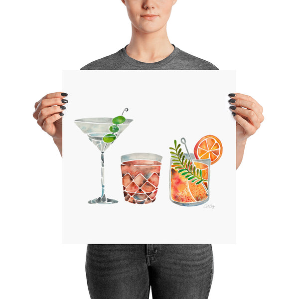 Classic Cocktails  – 1960s Watercolor Lineup • Art Print