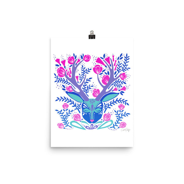 Floral Antlers – Indigo Palette • Art Print