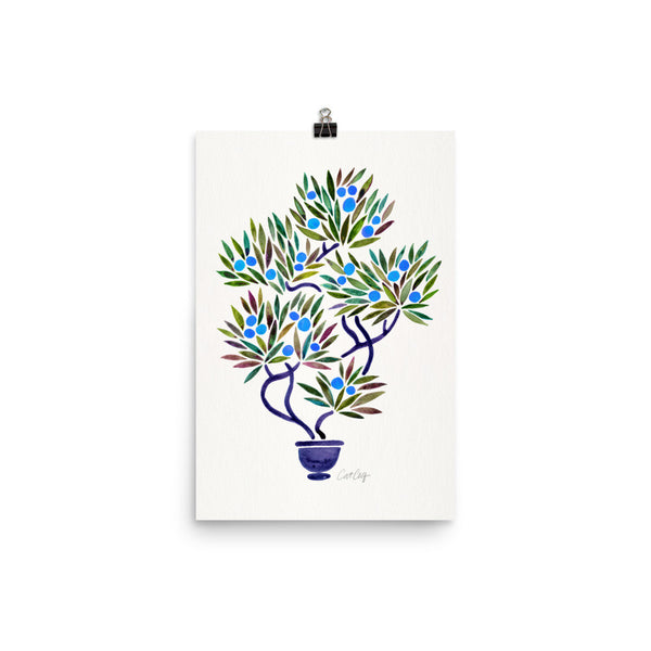Bonsai Fruit Tree – Blue Palette • Art Print