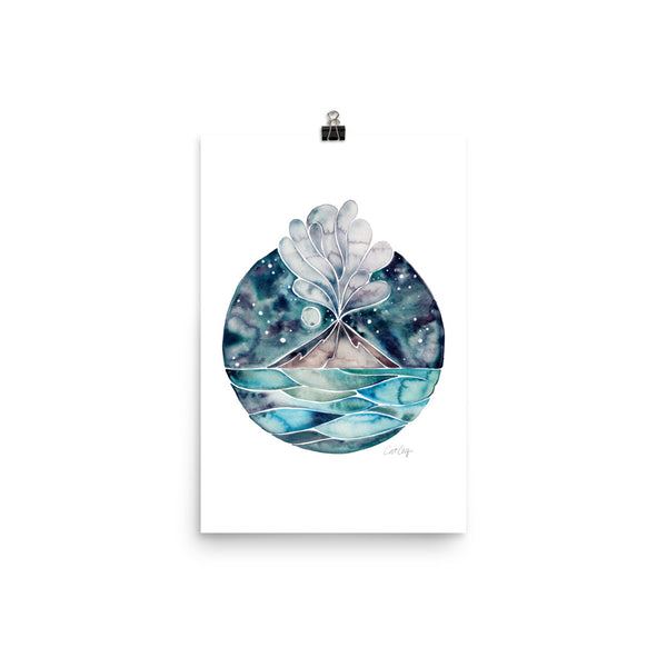 Stromboli Volcano at Midnight – Blue Palette • Art Print