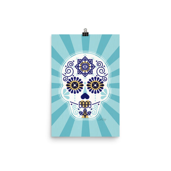 Día de Muertos – Mexican Sugar Skull – Baby Blue Palette • Art Print