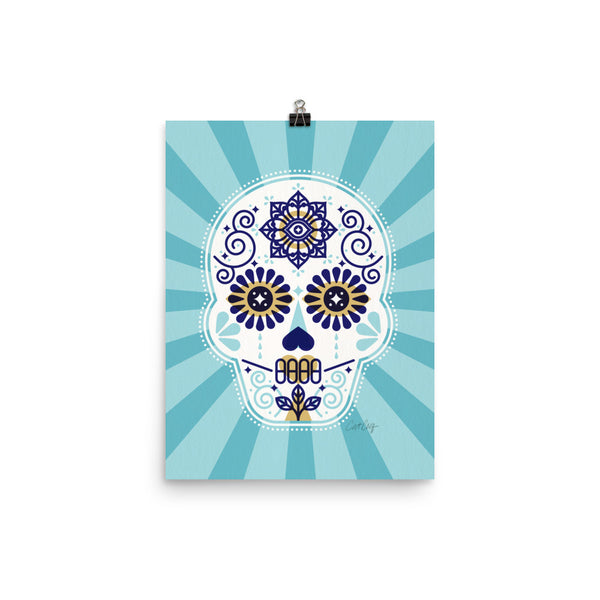 Día de Muertos – Mexican Sugar Skull – Baby Blue Palette • Art Print