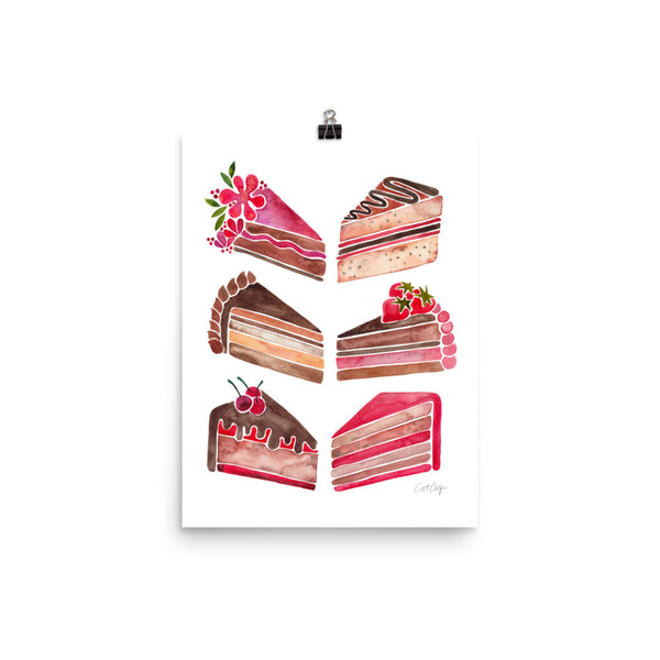 Cake Slices – Pink & Brown Palette • Art Print