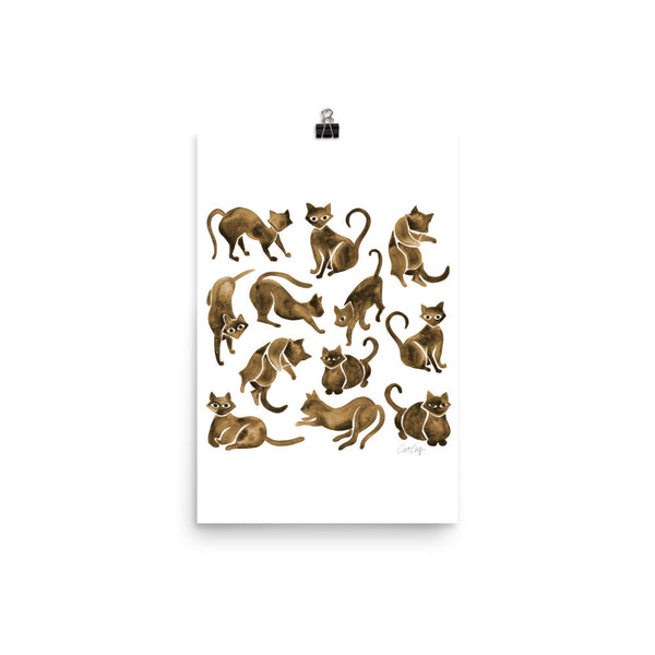 Cat Positions – Sepia Palette • Art Print
