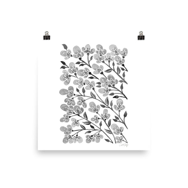 Cherry Blossoms – Grey Palette • Art Print